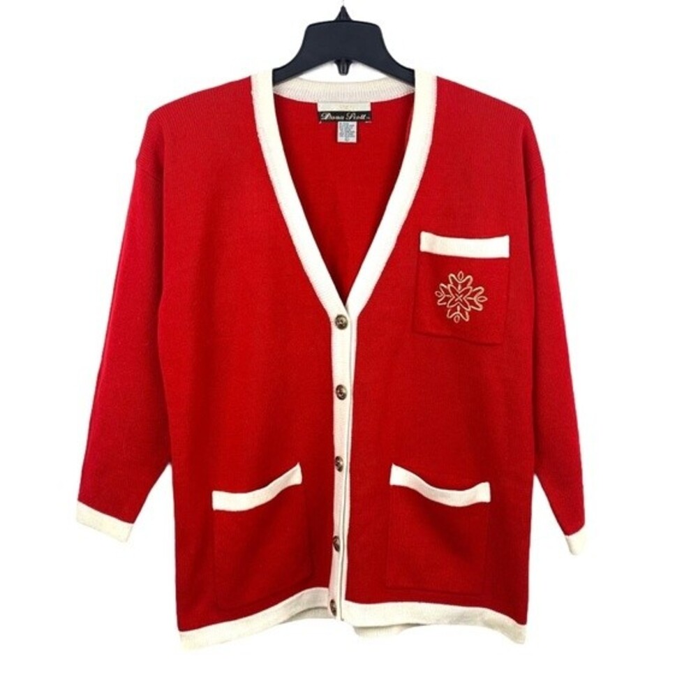 Vintage Dana Scott Christmas Red Sweater Snowflake Women's Size large